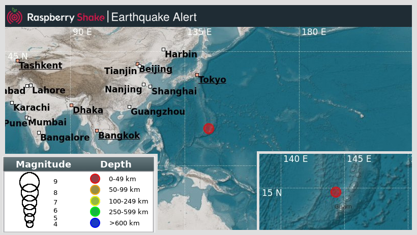 raspishakEQ's tweet photo. Preliminary M5.2 #Earthquake
ID: #rs2025leckpr
141km from #Tamuning, #MarianaIslands
2025-06-08 00:50 UTC
Source: #GFZ
@raspishake
Join the largest #CitizenScience EQ community ➡ https://t.co/Y5O0dgJqJF
EVENT ➡ https://t.co/QB0zoAqiOK https://t.co/DTiLLJcoQr