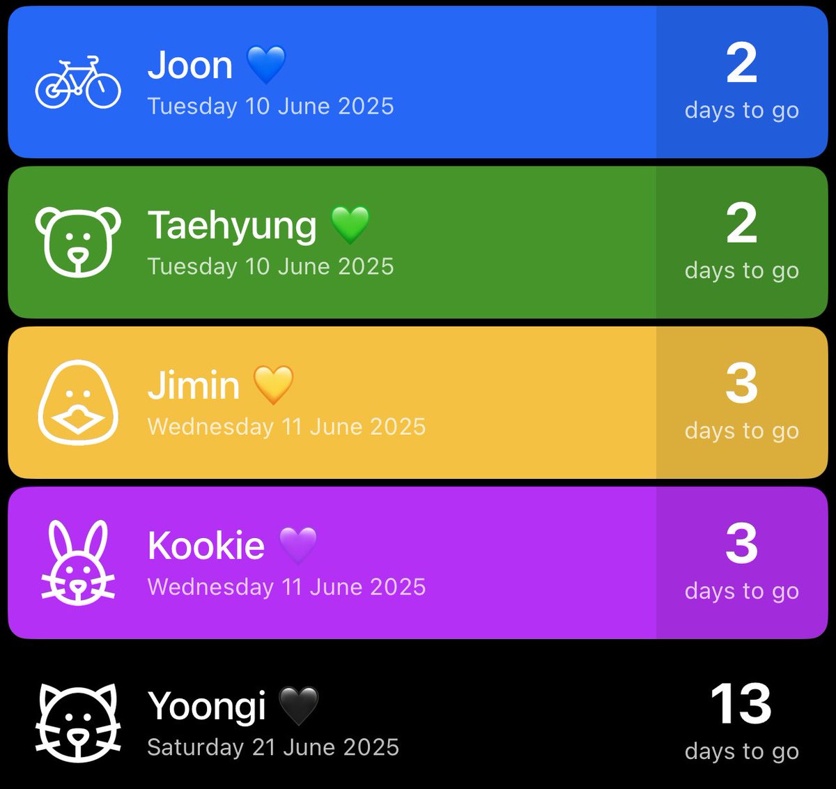 CoffeeDateBTS's tweet photo. #OneSunsetCloserToBTS and it's our last weekend with only 2 Tannies. Soon we'll get our first weekend with a full Bangtan complement!
#CoffeeDateWithBTS https://t.co/pw6nnuJfXo