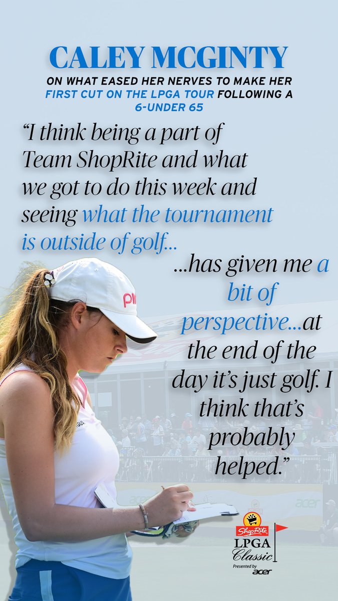 #TeamShopRite golfer and LPGA Tour Rookie Caley McGinty shot a 6-under 65 to make the cut at #ShopRiteLPGA. Here's why she thinks she could do it....
