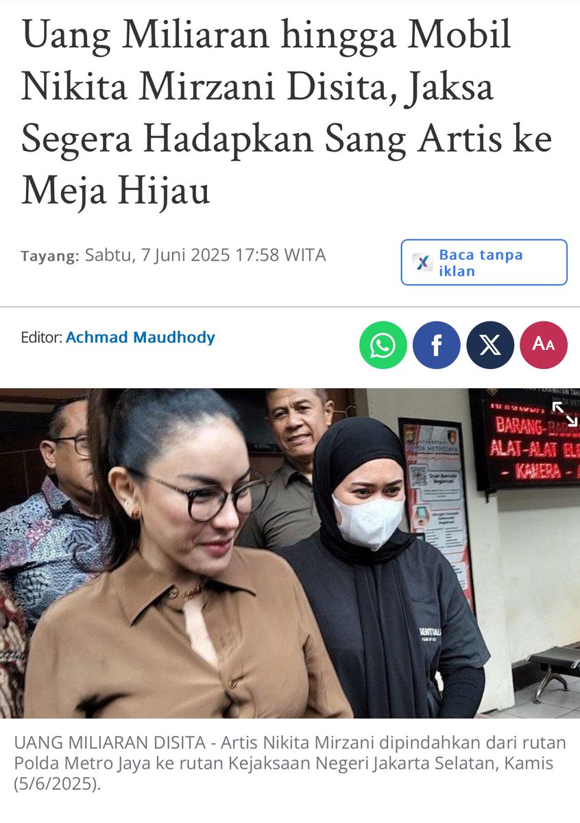 Jaksa Pun Sikat Artis Diduga Tukang Peras

Di negeri ini, tak semua yang tampil mewah berarti bekerja keras. Ada yang sibuk membangun citra, tapi ternyata sedang membangun perkara. Ketika jaksa menyita miliaran rupiah dan mobil mewah milik seorang artis sensaional Nikita Mirzani,