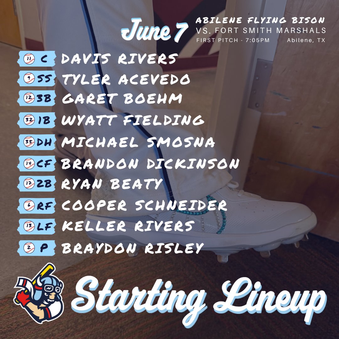 Tonight's starting lineup is sponsored by KD's sparkly cleats – 
<a href="/realDavisRivers/">Catch_DavisRivers</a> <a href="/josetylerace1/">Jose Tyler acevedo</a> <a href="/garet_boehm/">Garet Boehm</a> <a href="/wyatt_fielding/">Wyatt Fielding</a> <a href="/SmosnaMichael/">Michael Smosna</a> <a href="/BrandonDickyy/">Brandon Dickinson</a> <a href="/18_beaty/">Ryan Beaty 18</a> <a href="/02CoopSchneider/">Cooper Schneider</a> <a href="/keller_rivers/">Keller Rivers</a> <a href="/BraydonRisley14/">Braydon Risley</a>