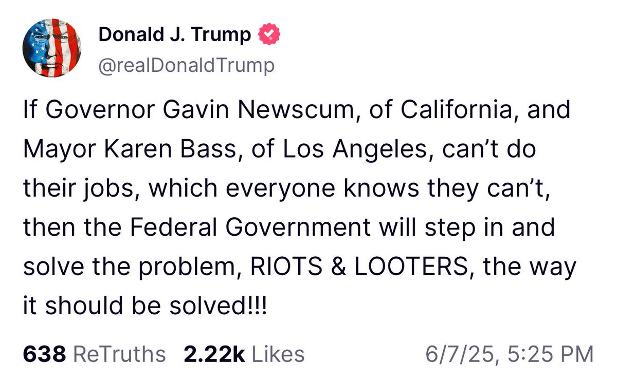 Boston Brandon (@hhu1985) on Twitter photo You started this <a href="/realDonaldTrump/">Donald J. Trump</a>! You're sending in your ice agents to cause havoc on the streets of LA, because you want to send in the National Guard to hurt American citizens because they're protesting your despicable and inhumane deportation policy! You're 100% pure evil!! You started this <a href="/realDonaldTrump/">Donald J. Trump</a>! You're sending in your ice agents to cause havoc on the streets of LA, because you want to send in the National Guard to hurt American citizens because they're protesting your despicable and inhumane deportation policy! You're 100% pure evil!!