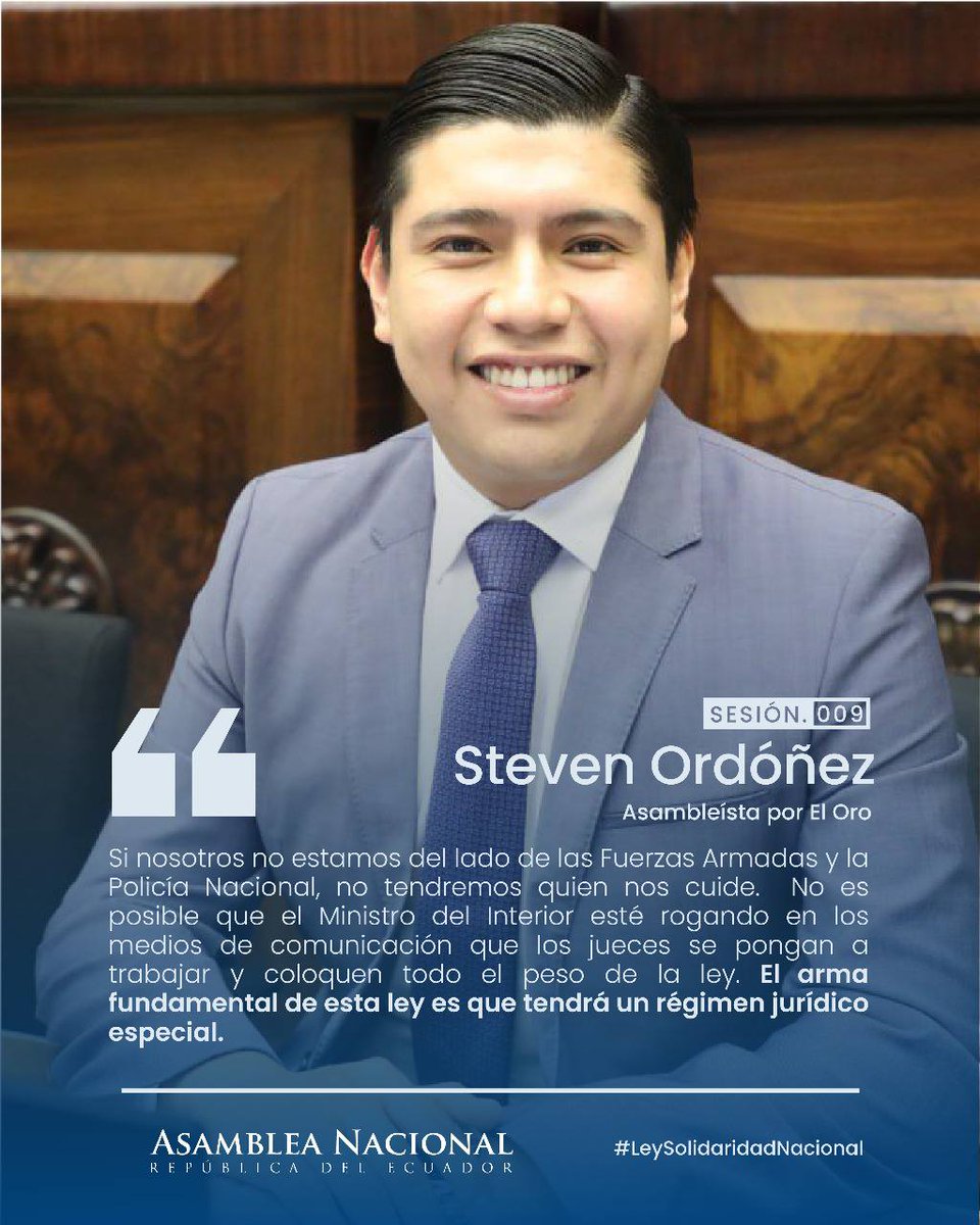 #LeySolidaridadNacional
"El arma fundamental de esta ley es que tendrá un régimen jurídico especial." 
<a href="/StevenOrdonezb/">Steven Ordóñez</a>  
Asambleísta por El Oro