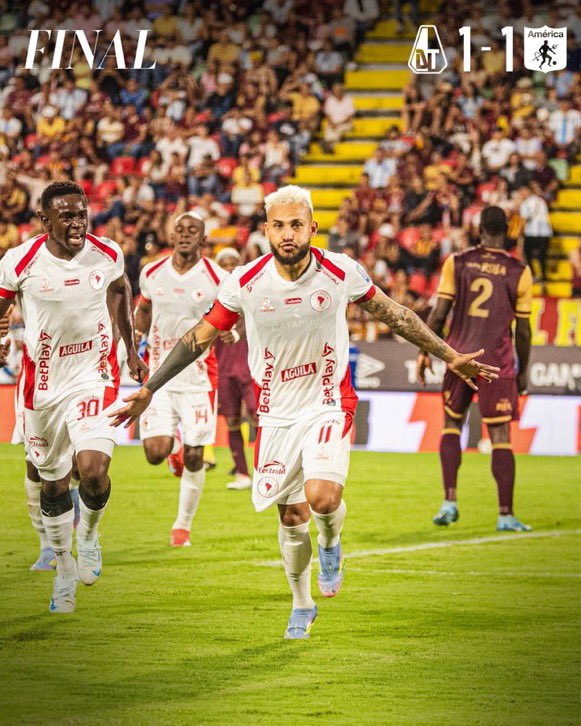 Tu Rojazzo sigue sumando por el objetivo!!
<a href="/cdtolima/">Club Deportes Tolima</a> 1 <a href="/AmericadeCali/">América de Cali</a> 1
5 puntos  suma el escarlata en la tabla !