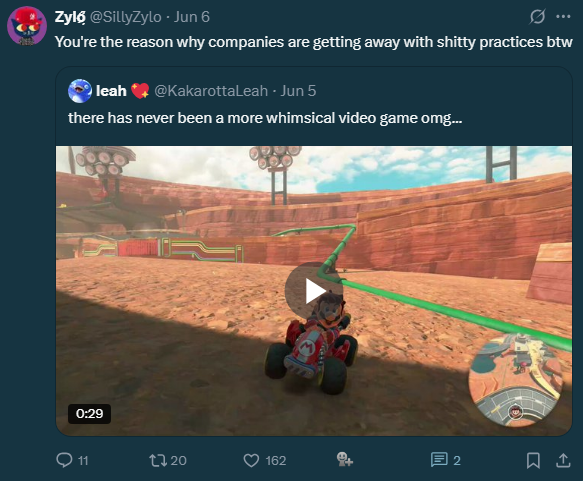 You people are mentally unwell like genuinely. Caring this much about something a grown adult spends their own money on and had fun with should be classified as a sign of onset psychosis

The average diehard Nintendo fan is corny. The average diehard Nintendo hater needs therapy.