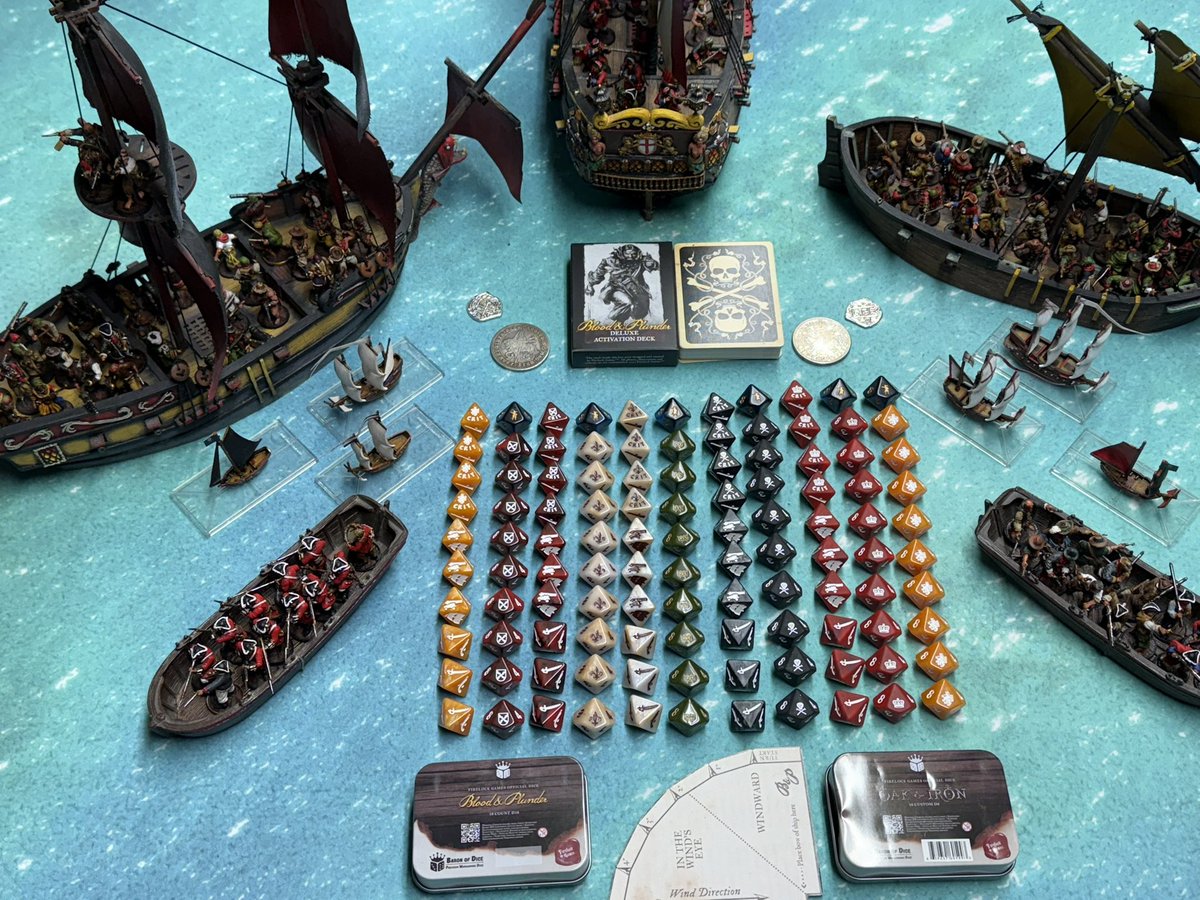 ThePlunderDen's tweet image. Tomorrow I will be releasing a video where I take a deep dive into the amazing dice sets released by the @BaronOfDice for Blood&Plunder and Oak&Iron