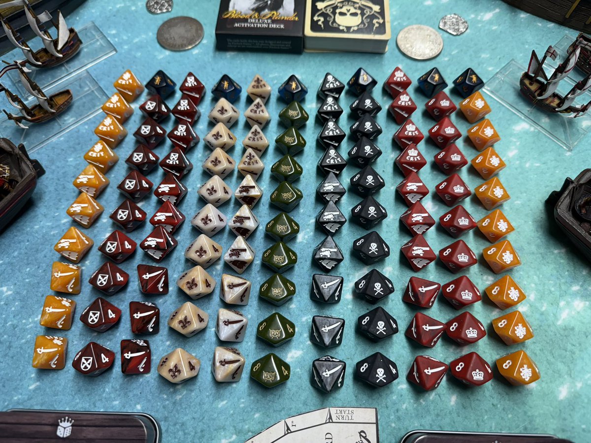 ThePlunderDen's tweet image. Tomorrow I will be releasing a video where I take a deep dive into the amazing dice sets released by the @BaronOfDice for Blood&Plunder and Oak&Iron