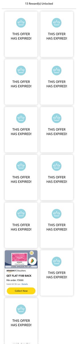 codewithsky's tweet photo. @amazonIN @amazon @JeffBezos
Me: OMG 13 scratch cards! Must be my lucky day! 😍🎉

Amazon Pay:
12 expired.
1 wants me to spend ₹3000 for ₹100 off.

Also me:
🧍‍♂️💔
“Thanks for the trauma, not the cashback.”
#AmazonPay  #EmotionalDamage https://t.co/sf1yevLL95
