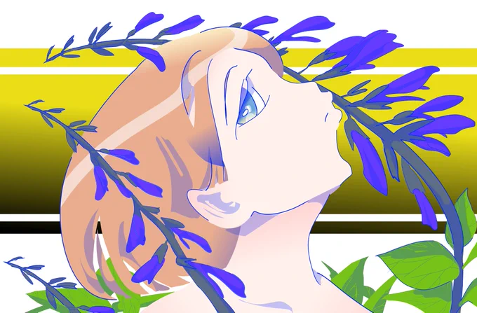 #絵描きさんフォロバ100 #イラスト #art #illustration #芸術同盟 #芸術の輪 #フォロバ サルビア・ガラニチカっていうメドーセージという通称あり花の絵 炎天見る吸い込まれそうで気が遠くなる青紫.幹とガクが黒という カラーリングもいいよね.シソ科なのは流石にわかった葉っぱがほぼシソだから
