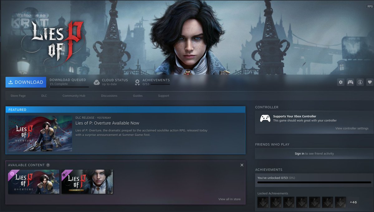 I wanna give a big thanks to  <a href="/oolivia_ttv/">🌸 Olivia 🌸 Twitch Partner</a> and the guys at <a href="/Liesofp/">Lies of P</a> for the Key! It's been years ,since I last visited Krat on the gamepass, and I'm so happy to play it again!
I'll do my best to save up and experience the DLC down the line!  Many thx again &lt;3