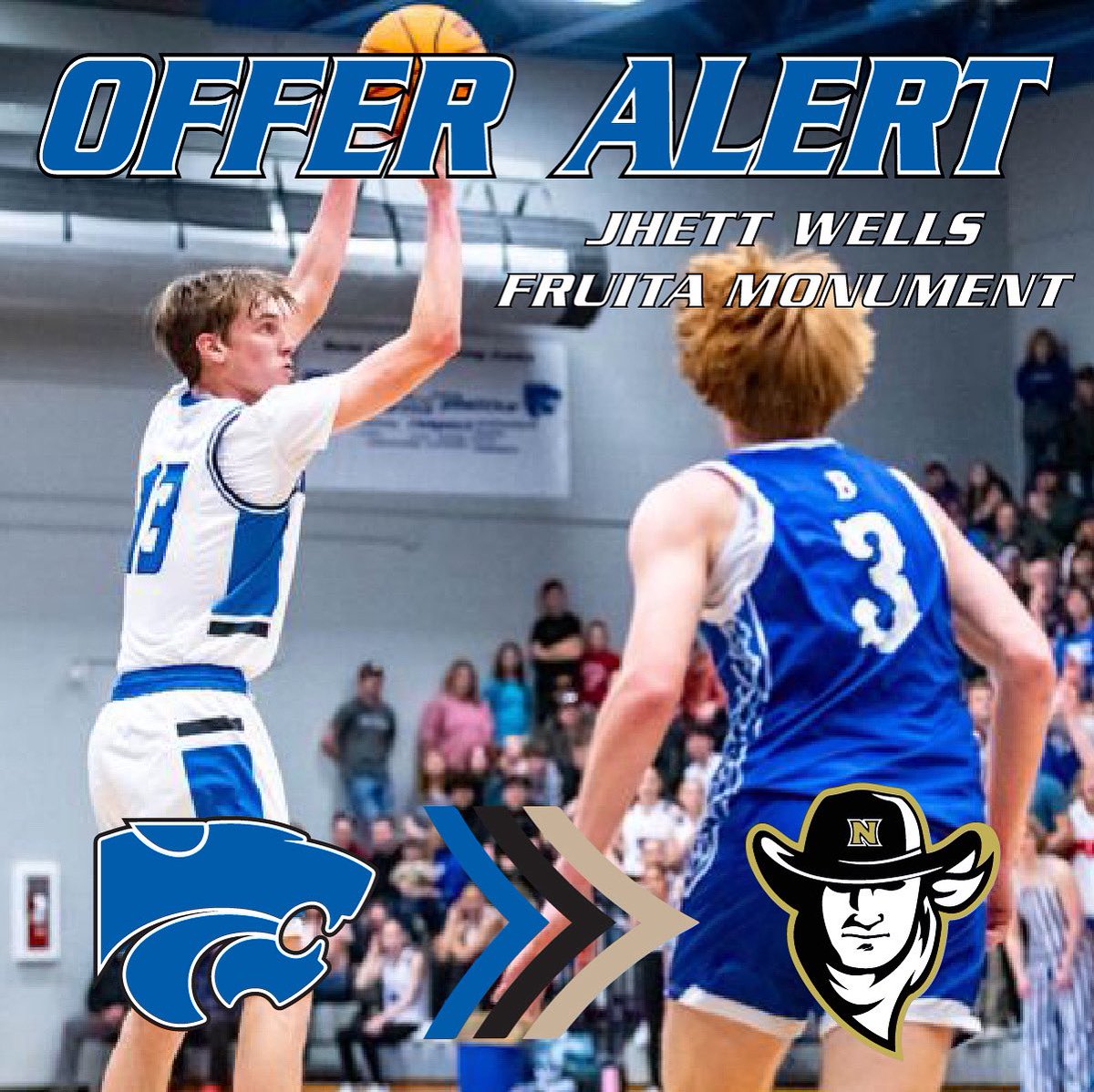 The first of many I would imagine, congrats <a href="/jhettwells/">jhett wells</a> on your offer from Northeastern Colorado.  Fun fact:  His mother and sister both played there and dad coached there for three seasons!