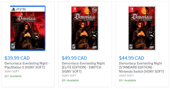 PhysicReleases's tweet image. Demoniaca: Everlasting Night for Nintendo Switch and PlayStation 5 available at VGNYsof and VGP: 

VGNY: vgnysoft.com/search?q=Demon…

VGP: videogamesplus.ca/tZ2e3z #NSW #P55