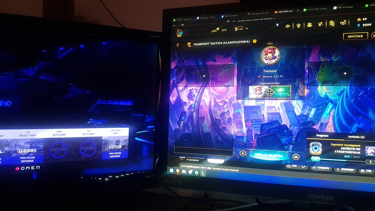Al final, el plan de la noche es salir de bronce en tft con los partidos de fondo, duro poco la idea de prenser stream analizando👍