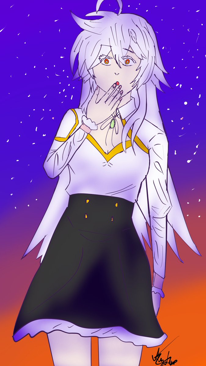 <a href="/AyuumikoChan/">Ayuumiko🦋</a> oui je te l’avais déjà envoyé sur discord mais je le publie sur Twitter awawawa (fun fact ses cheveux et ses cils était un enfer a dessiner) + je recommande sunrise project si vous aimez la SF fantasy