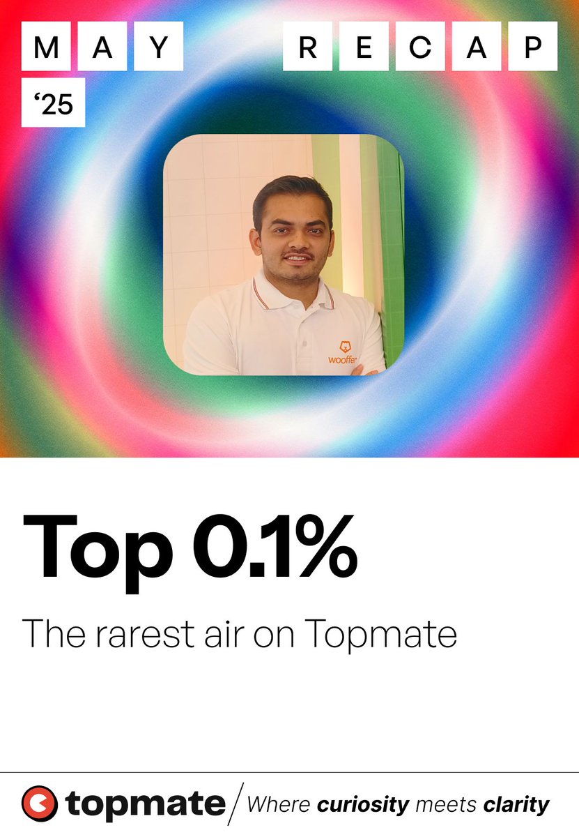 Ranked in the Top 0.1% of all creators on Topmate in May — the rarest air on the platform. Grateful to everyone who booked a session. If you’ve got knowledge to share, this is your sign.

#Topmate #TopPointOne #Mentorship #CreatorEconomy #GivingBack

topmate.io/daxesh_italiya…