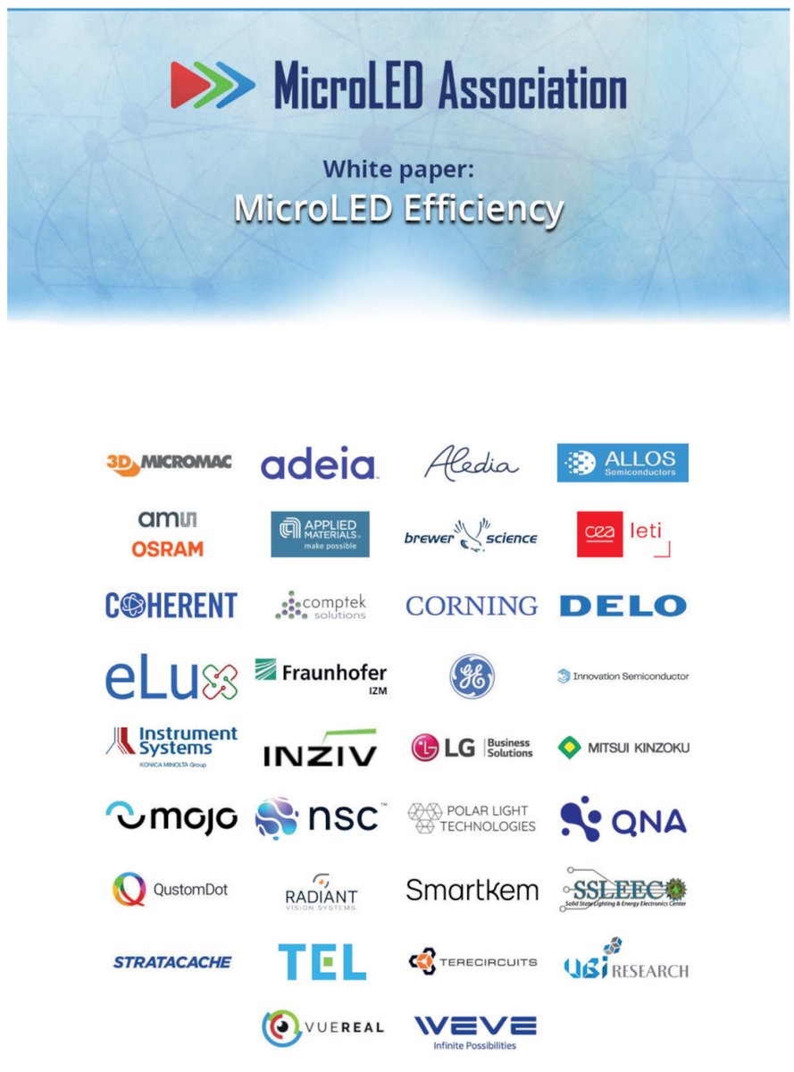 The MicroLED Industry Association published a new white paper that provides a discussion on microLED device efficiency:

microled-info.com/microled-indus…

#microLED