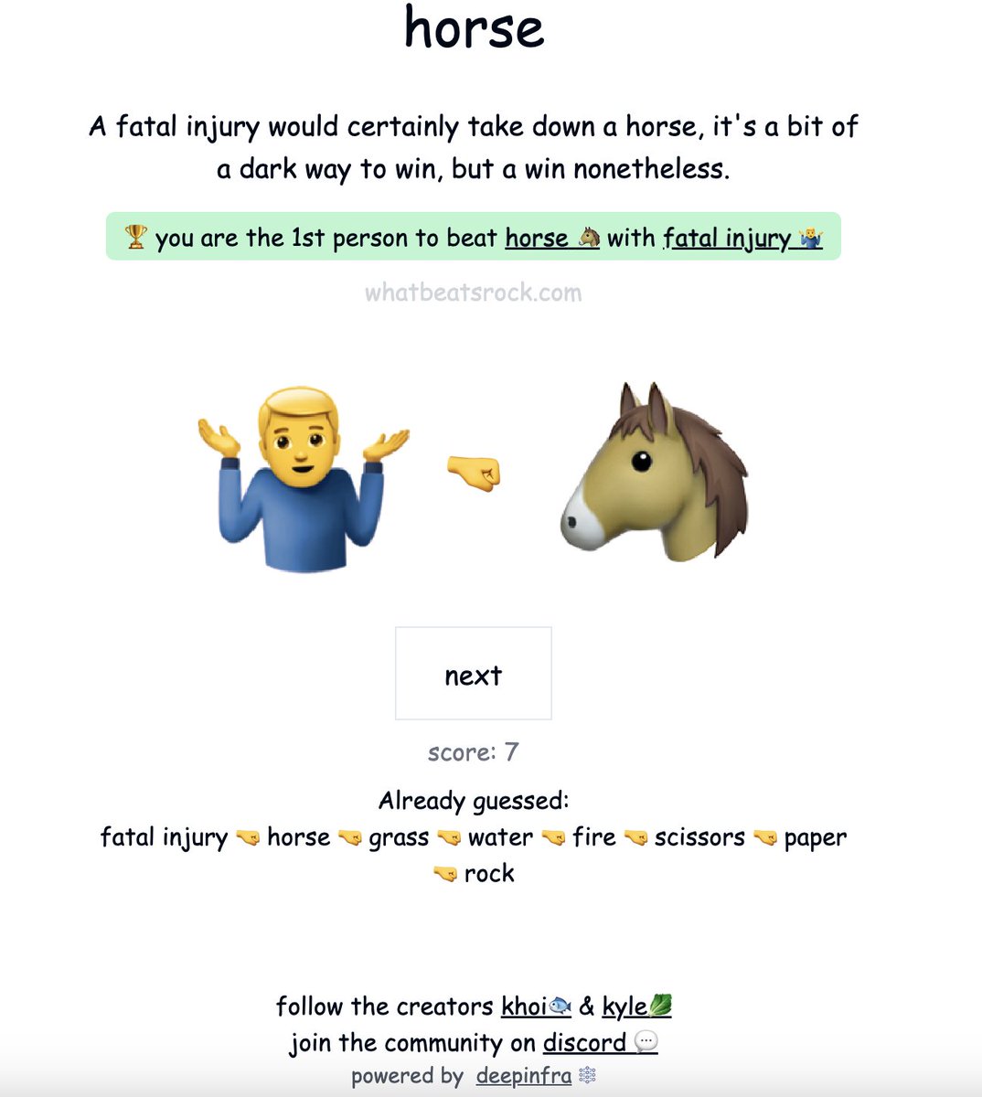 you are the 1st person to beat horse with fatal injury