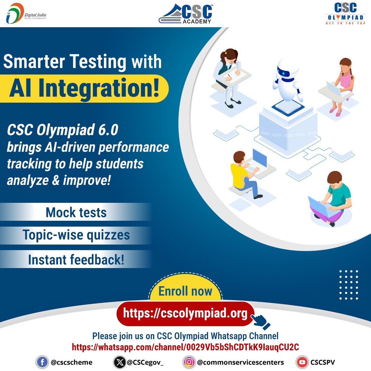 Smarter Testing with AI Integration!

CSC Olympiad 6.0 brings AI-driven performance tracking to help students analyze &amp; improve!

Visit: cscolympiad.org

For regular updates, join the CSC Olympiad WhatsApp Channel: bit.ly/CSCOlympiadWha…

For queries, email us at