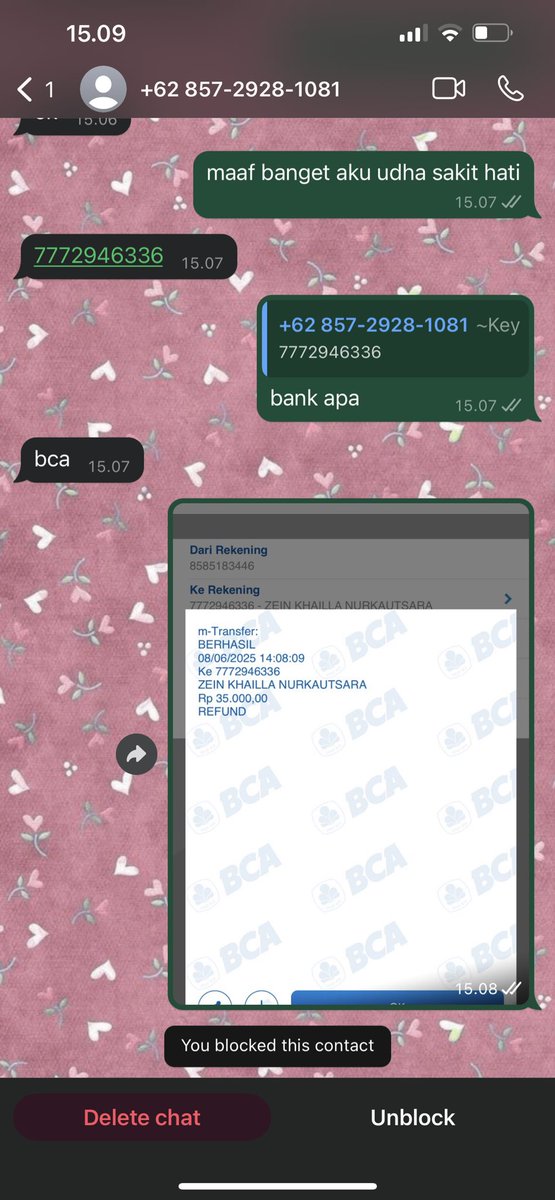 help rt plss👋🏻

guyss be awaree yang jualan app prem apalagi game, belum ada 5 menit aku bales udah rude langsung ngatain kasar dan cap nipu padahal aku sambil ibadah plss sampe gemeteran, dan dia spam juga di platform jualan aku yang lain 

+62 857‑2928‑1081 (ini nomornya)