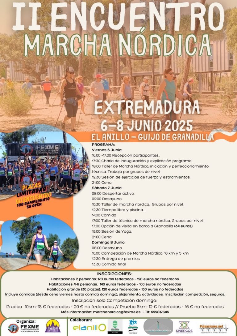📣 ¡TODO LISTO 👌🏼 para comenzar la II Competición Marcha Nórdica Extremadura 2025 🏃‍♂️

Hoy estamos en el impresionante entorno de El Anillo, en Guijo de Granadilla 🌳✨ En pocos minutos comenzará esta esperada competición 🥾

ℹ️ Toda la info del evento 👉 pulsaciones.net/carreras/08-06…