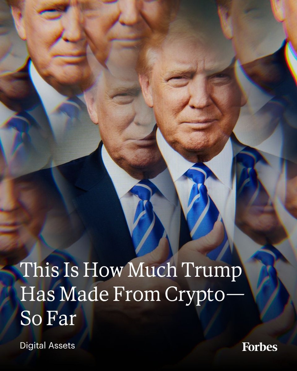 Donald Trump is cashing in on crypto. Over the last nine months, beginning slightly before the election, he has stirred up new ventures, new coins, new noise. All of it makes the president money, but how much? (Photo: Jamel Toppin for Forbes)  trib.al/coiK3D3
