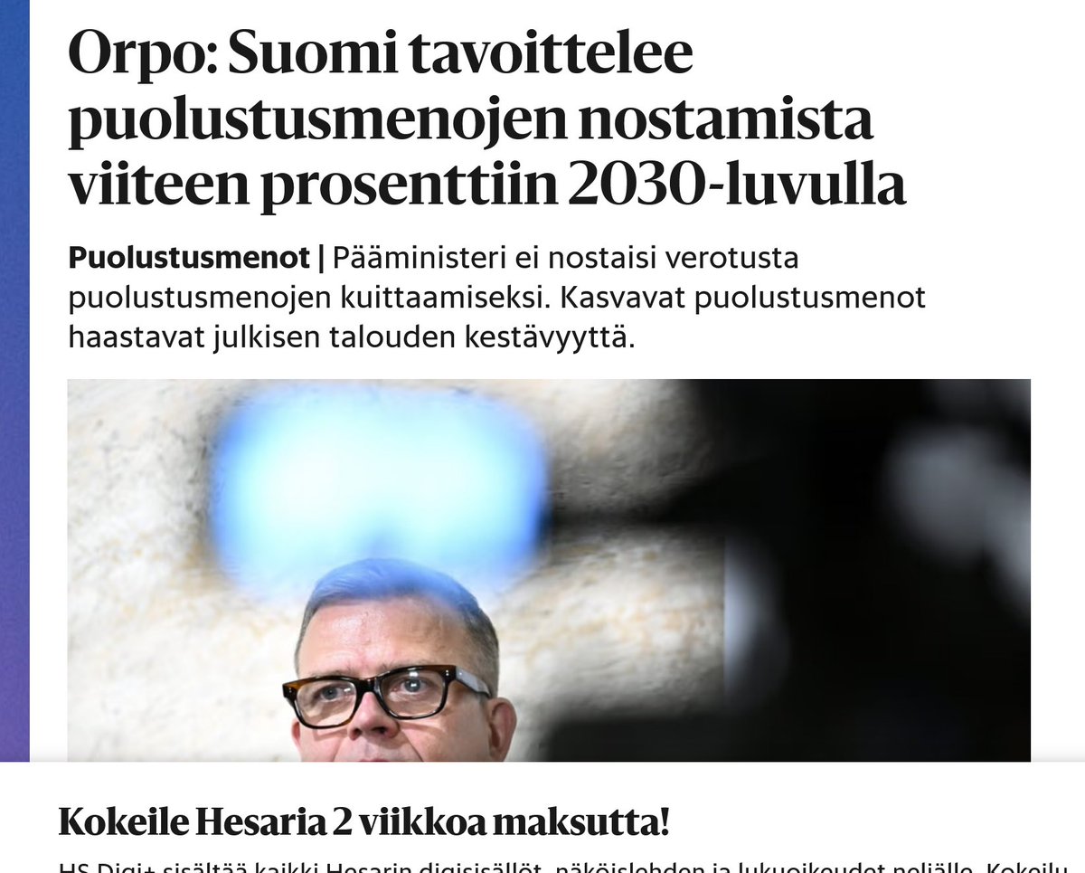 Turvallisuutta ei voi ostaa isolla rahalla ja maan militarisoinnilla, kun perusasia eli ulkopolitiikka on retuperällä ja diplomatian taito on unohdettu laji. Ja taitavakaan diplomatia ei Suomea auta, jos sillä diplomatialla ei ajeta Suomen itsensä etua, vaan EU:n ja Naton tahtoa.