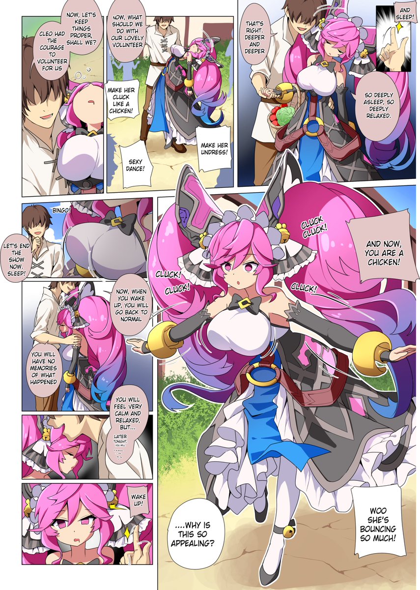 Hypnotized Cleo (Dragalia). Next 2 pages can be found on fanbox:
etlabsotwe.fanbox.cc/posts/9964416
#催眠術 #催眠