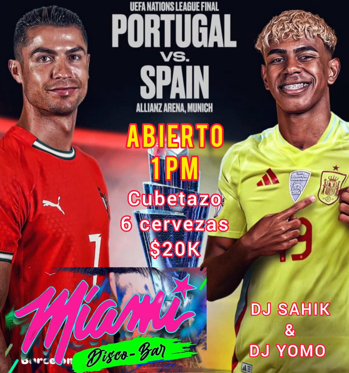 SAHIKDC's tweet photo. Domingo de final y tardeo crossover en Miami Disco Bar #DJSAHIK 1pm melodía y buen fulbol https://t.co/2V0qXZVdUe