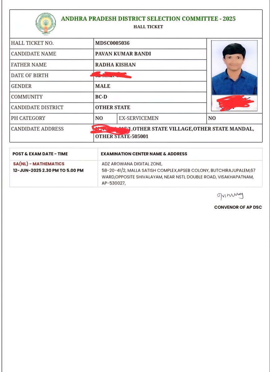 pavan4career's tweet photo. They allotted me 3rd option Vishakapatnam as Exam Centre, this is injustice I Can't Reach Vishakapatnam due to personal health issues at present, Please allot me Hyderabad as centre, So I can reach attempt my Exam
I humbly request you Sir Change my Exam Centre to Hyderabad 
🙏🙏 https://t.co/me4MM8yZ9a