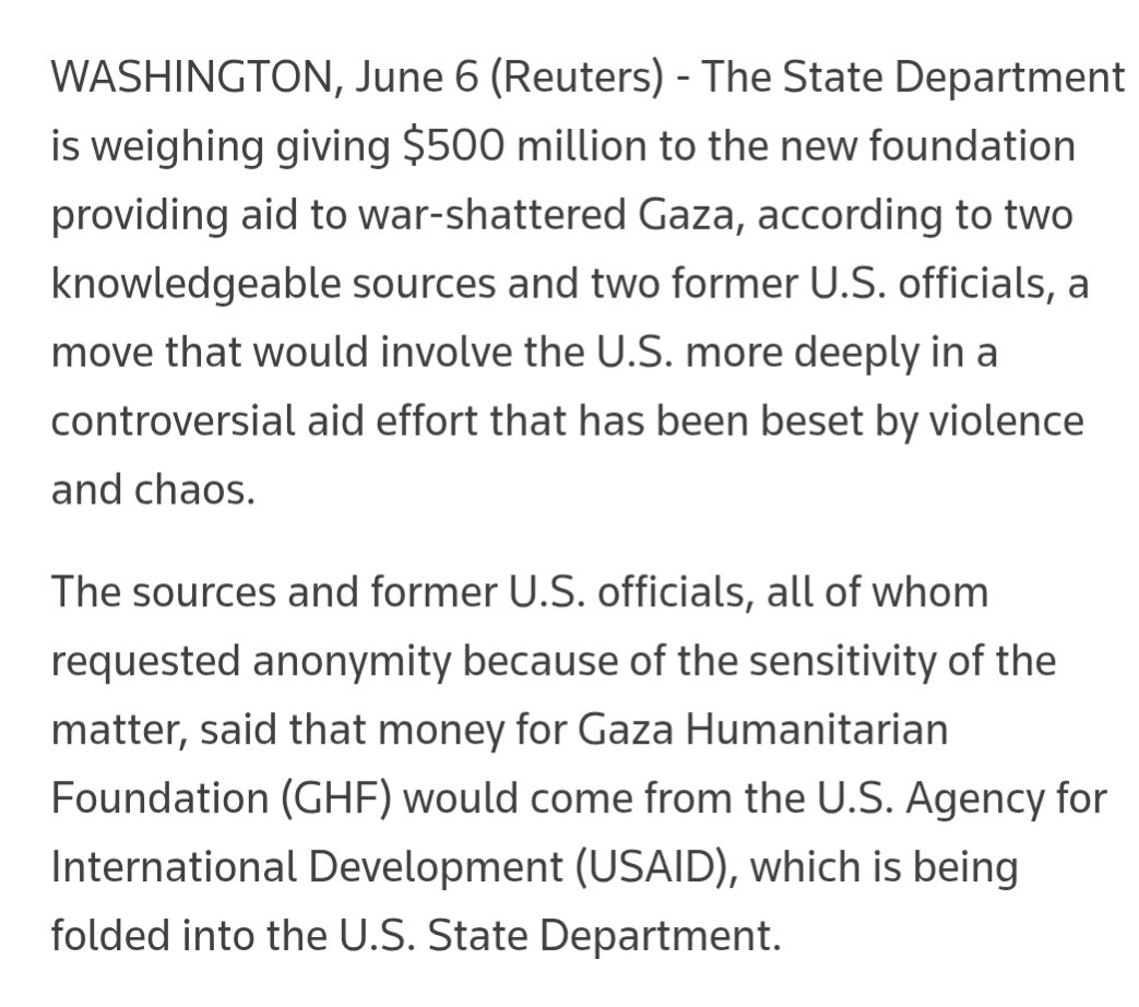 Trump's State Dept considers reviving USAID because Israel demands $500 million for its genocide enabling Gaza Humanitarian Foundation

Which basically proves GHF was an Israeli operation fronted by US mercs, corporate hit men and Trump cronies