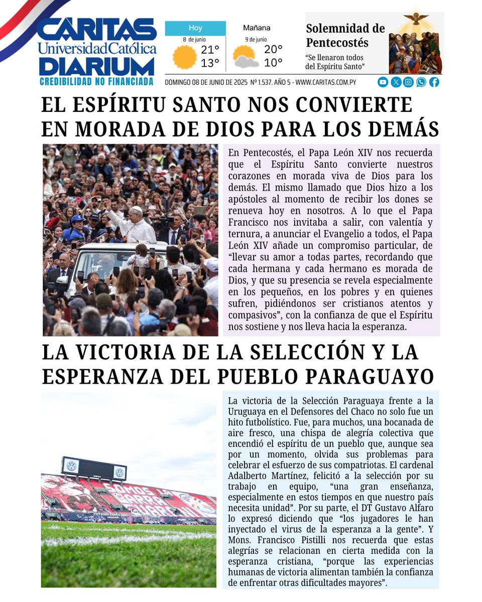 ¡Paz y bien! 🕊️

🗞️ Estos son los títulos de hoy, domingo 8 de junio de 2025

 #680AM