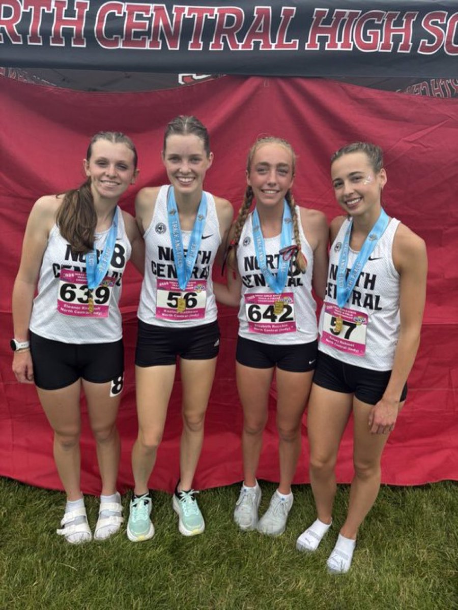 State meet update North Central 4x8 Relay (Eleanor, Kaelina, Elizabeth, Kelsey)  Break the School record in a time of 9:12.91.