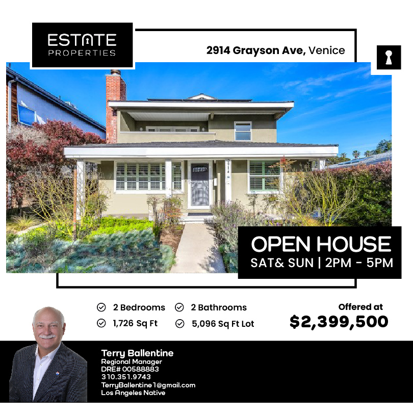 TerrySold's tweet photo. Open House in Venice Sunday 2 to 5.
2914 Grahyson Ave, Venice. $2,399,500.
Beautiful 2-Story Home in Prime Venice Location. This home offers 2 BR, 2 BA, a large family room, and approved plans for a 1,079 sq. ft. ADU. #terrysold #Venice #OpenHouse #venicebeach #listing https://t.co/f5YbbQZjnD