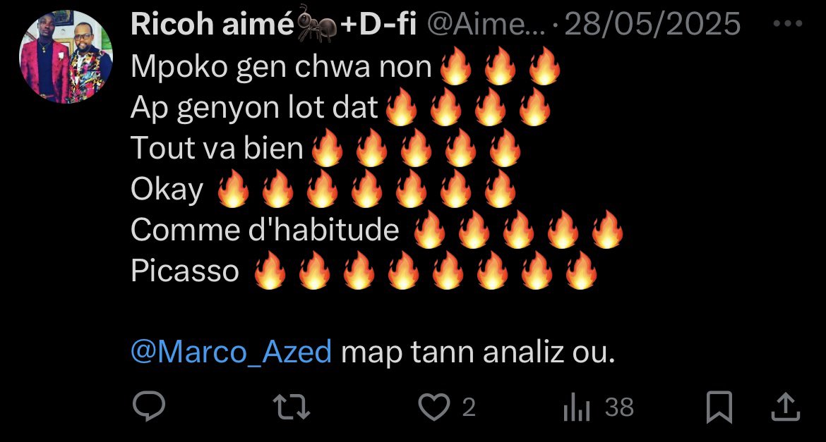 Analiz mwen yo konn rive defwa yon mwa, 6 mwa , yon lane e menm defwa 10 zan aprè mizik yo soti.

Mwen pa janm nan lojik suiv kouran pou fè views. Mwen toujou pran risk ak sijè m yo. Lè yon moun gade m li vin gad sa mwen PWOPOZE, men pa sa ki d aktyalite a. Mwen DIFERAN nan tout