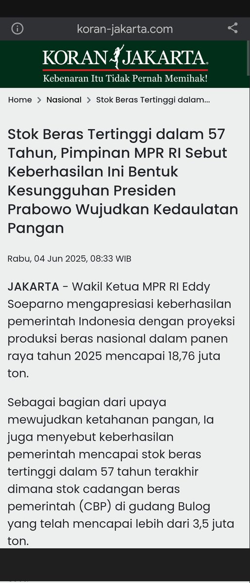 Pagiii Fajar Maslow janlup Sarapan  .  . . disaat Masyarakat JEPANG ANTRI BERAS RASKIN.

Sementara cadangan beras Nasional melimpah, surplus hingga 4 juta ton.

Inilah salah satu prestasi pemerintahan Prabowo Gibran, Indonesia memiliki stok beras tertinggi setalah 57 thn.
Maka
