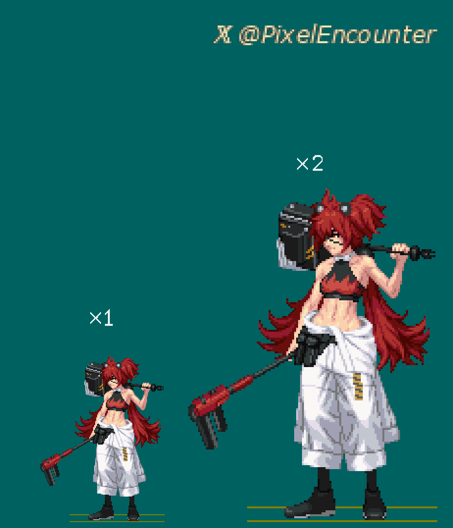 PixelEncounter's tweet photo. Koleda from #ZenlessZoneZero #pixelart #aseprite https://t.co/nqIfGvNgoW