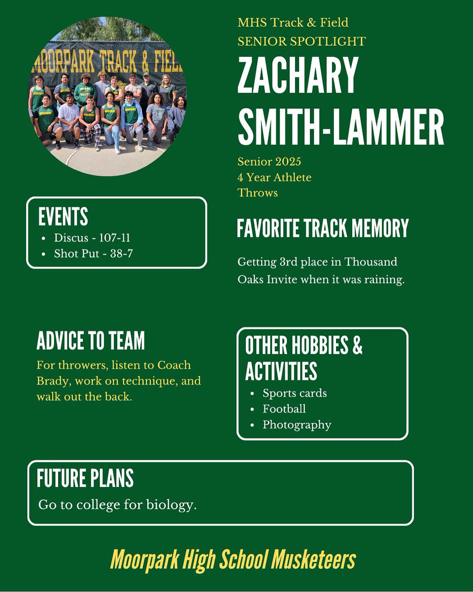 Today’s senior spotlight is on Zachary Smith-Lammer!
