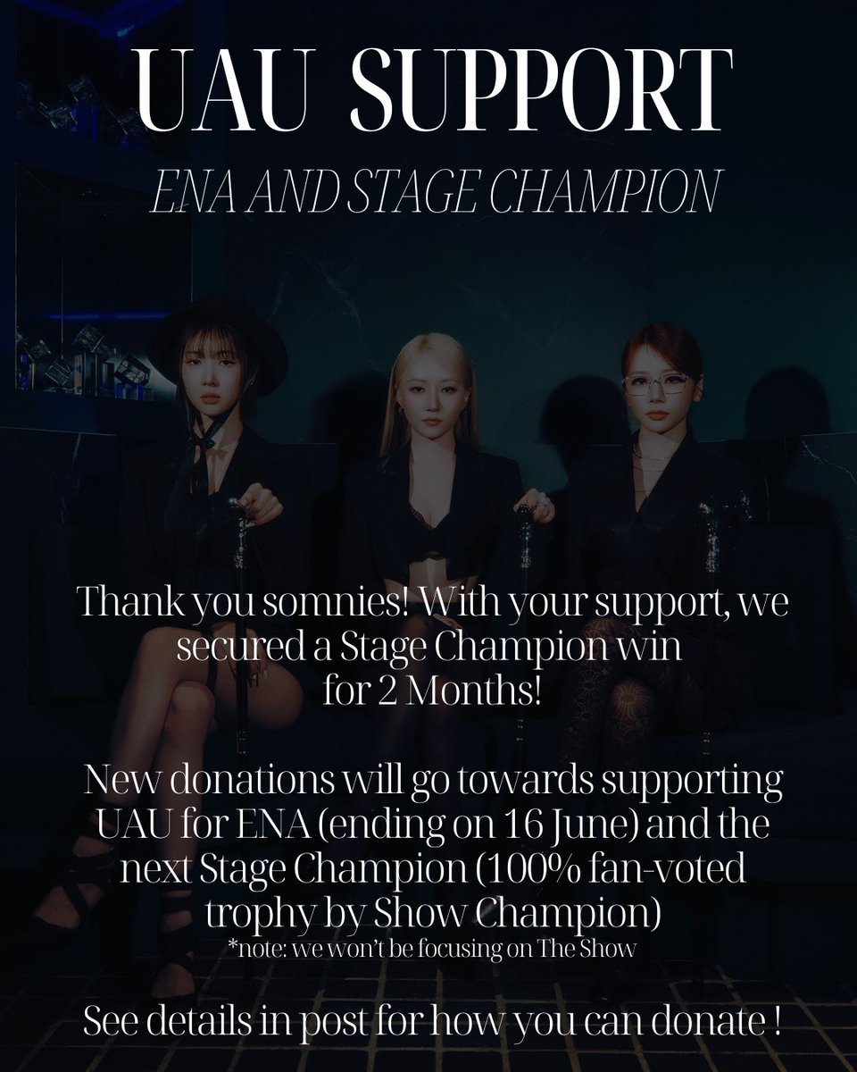 BassistBaddest's tweet photo. ANNOUNCEMENT  📣

As much as we really want UAU to win on THE SH0W but after our team calculated our chances of winning even if we max score on both pre &amp; live voting still won't be enough for them so we'd like to use our funds towards next €N@ , etc. p0ll

READ MORE ⬇️ https://t.co/l3TznqKZ8z