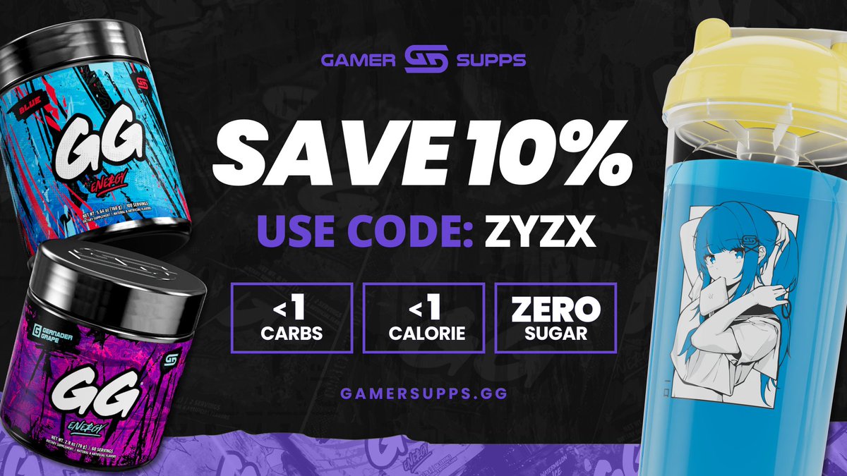 _Zyzx_'s tweet image. I AM OFFICIALLY PARTNERED WITH @GamerSupps!!!!! USE CODE: "ZYZX" AT CHECKOUT OR USE MY PARTNER LINK gamersupps.gg/Zyzx !!!