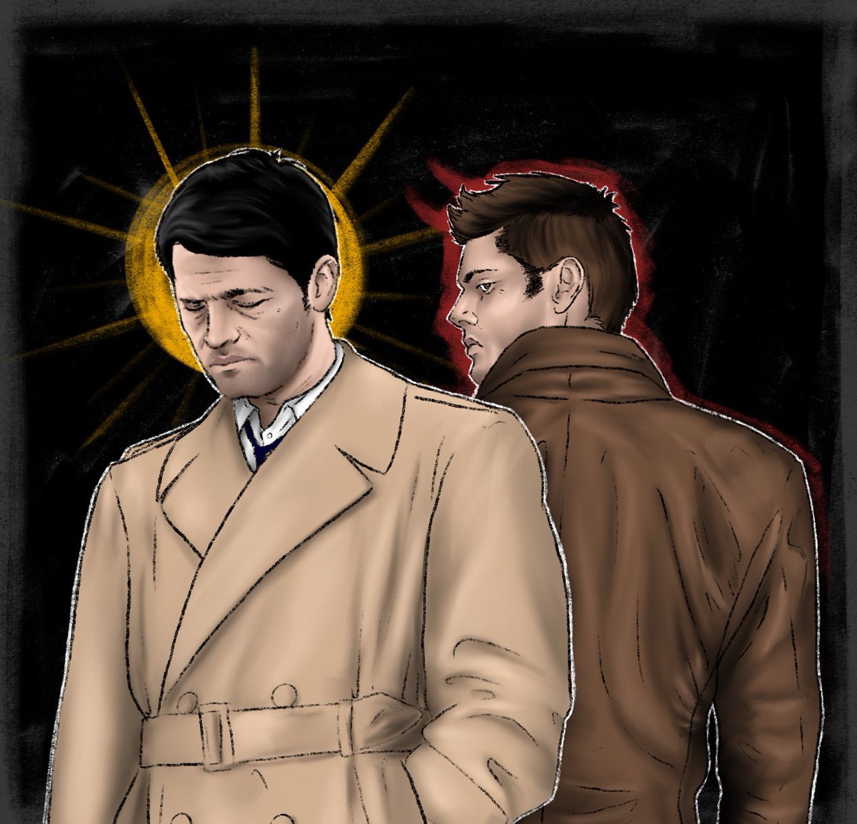 HalflingJakab's tweet image. #destiel #deancas #spn #supernatural #mishacollins #jensenackles #deanwinchester #castiel #Procreate #fanart #spnfanart #sketch