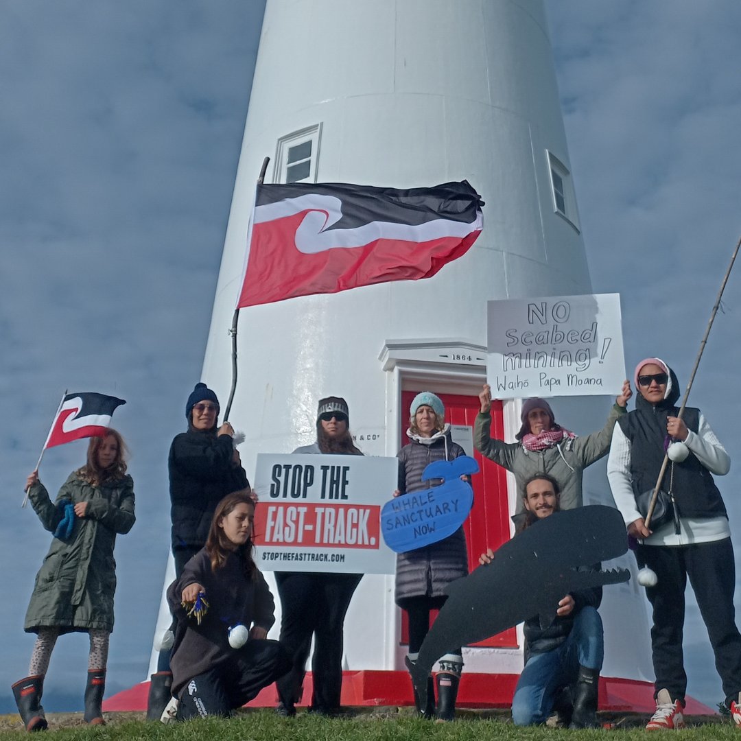 ClimateJusticeT's tweet photo. No seabed mining! Coastal communities are united against seabed mining - from Pātea to Ngāmotu, from Pōneke to Whanganui, from Whaingaroa to Te Pūaha o Waikato, from Muriwai to Tahiti and all the way back to Pungarehu. #protectourmoana #WorldOceansDay #noseabedmining https://t.co/LWcSqVvRHI