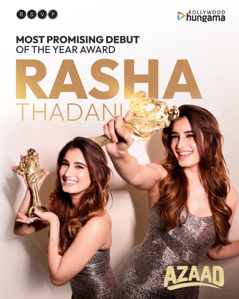 RSVP (@rsvpmovies) on Twitter photo What an Uyi Amma moment!!
#RashaThadani won the Most Promising Debut Of The Year Award at <a href="/Bollyhungama/">BollyHungama</a> and obviously our hearts too 🤩❤️
#BollywoodHungama #Azaad #RSVPMovies What an Uyi Amma moment!!
#RashaThadani won the Most Promising Debut Of The Year Award at <a href="/Bollyhungama/">BollyHungama</a> and obviously our hearts too 🤩❤️
#BollywoodHungama #Azaad #RSVPMovies