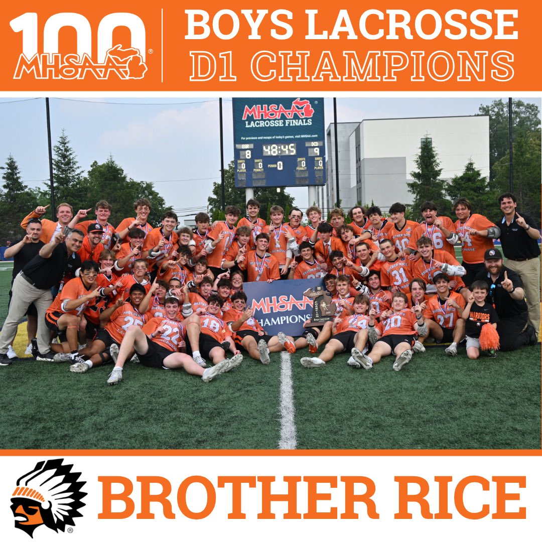 🥍 D1 BOYS LACROSSE FINALS: Brother Rice Returns to Division 1 Final, Earns Familiar Title with OT Win!🏆⁣  
➡️ ow.ly/JeNE50W5WAr 👀
#congratulations #finals #lacrosse #champion #brotherrice #warriors #MHSAA #MHSAA100
 <a href="/BroRiceWarriors/">Brother Rice HS</a>