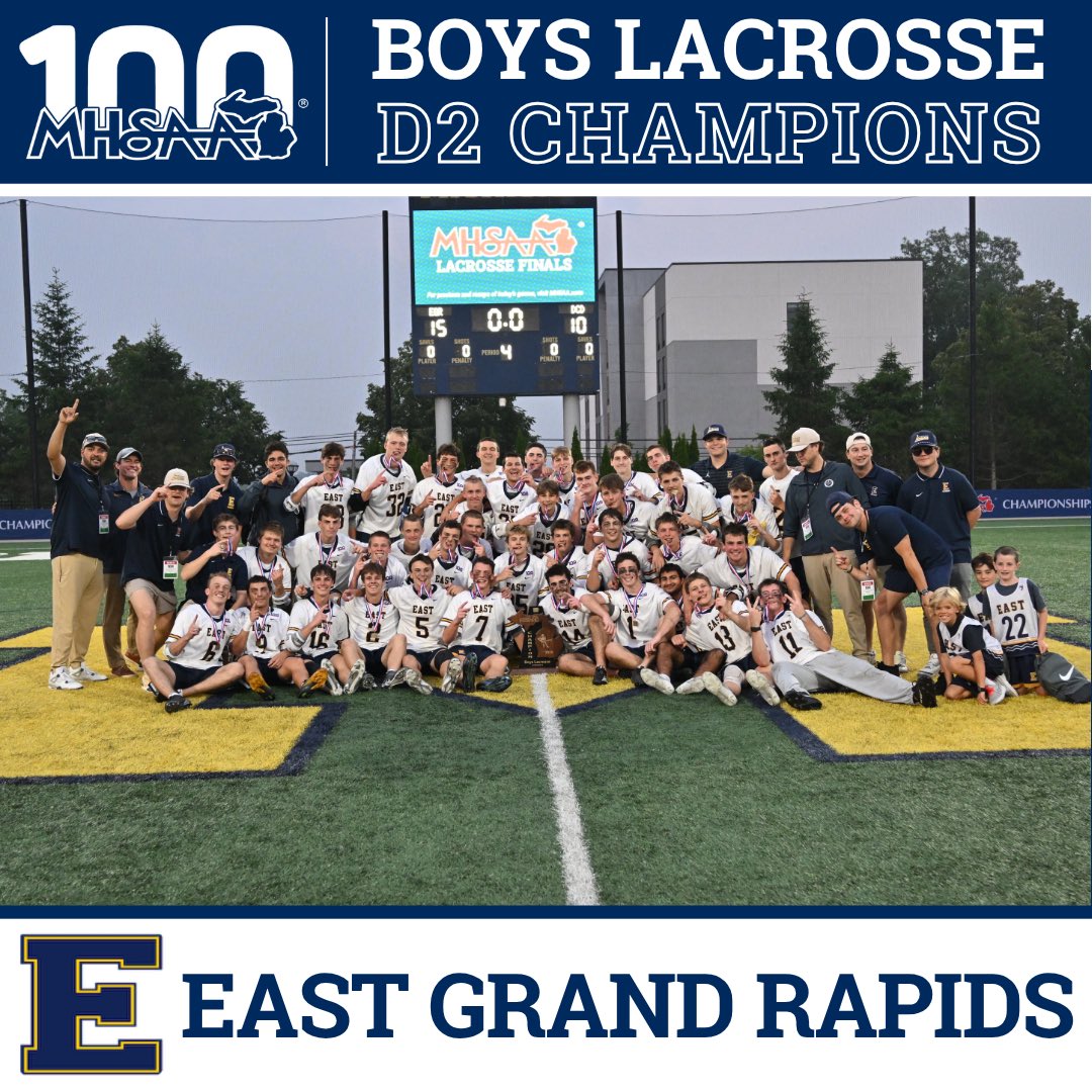 🥍 D2 BOYS LACROSSE FINALS: EGR Denies Country Day Repeat Attempt, Delivers 1st Finals Title Under Past Standout!🏆⁣ 
➡️ ow.ly/1HnG50W5WAz 👀 #congratulations #finals #lacrosse #champion #egr #pioneers #MHSAA #MHSAA100 
 <a href="/EGR_AD/">East Grand Rapids Athletics</a> <a href="/EGRlacrosse/">EGRlacrosse</a>