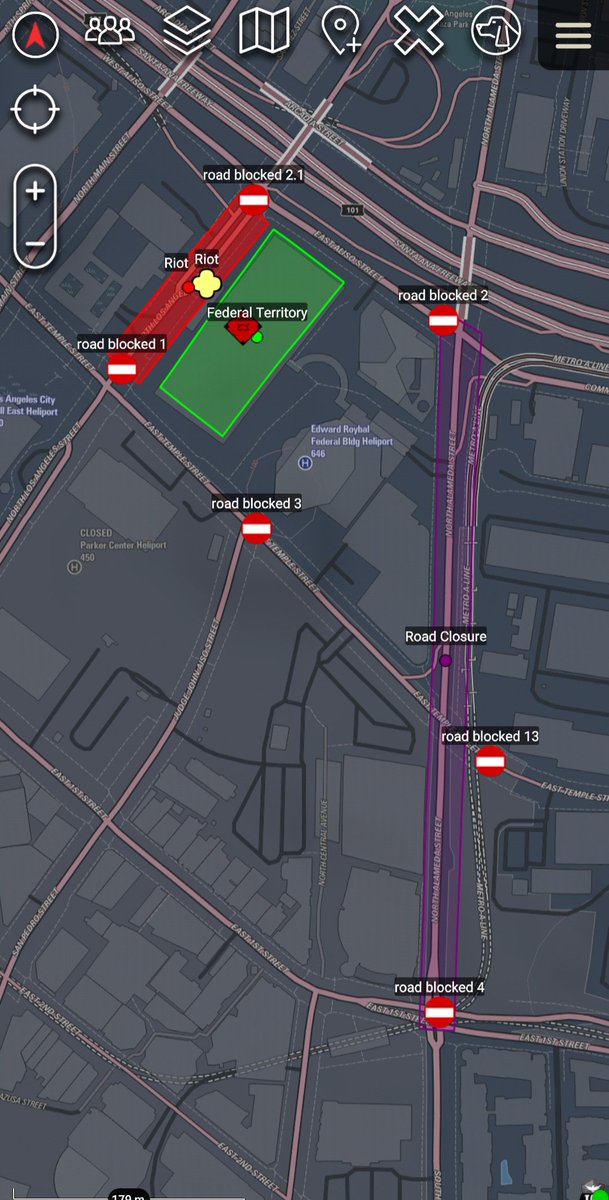 s2_underground's tweet image. Situation IVO the Federal Building in downtown LA. Alameda Street from Temple to Aliso is Key Terrain that is currently contested.