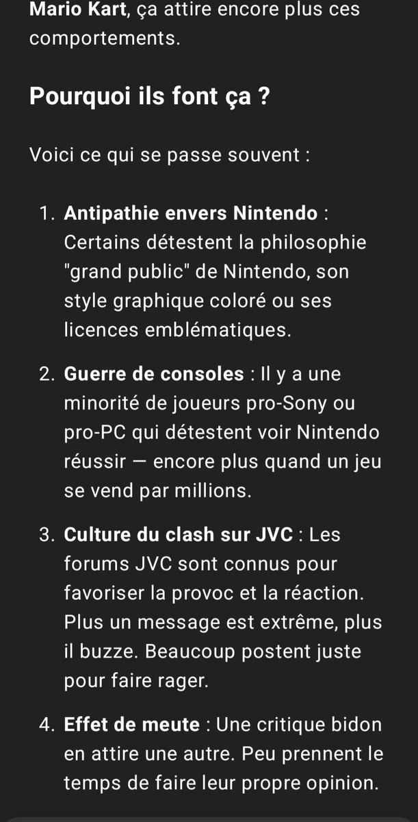 J'ai demander a chat gpt de me donner un avis sur les critiques du publique sur #MarioKartWorld et je trouve ça tellement drôle de voir qu'une IA a juste résumer la mauvaise fois de certain 🤣