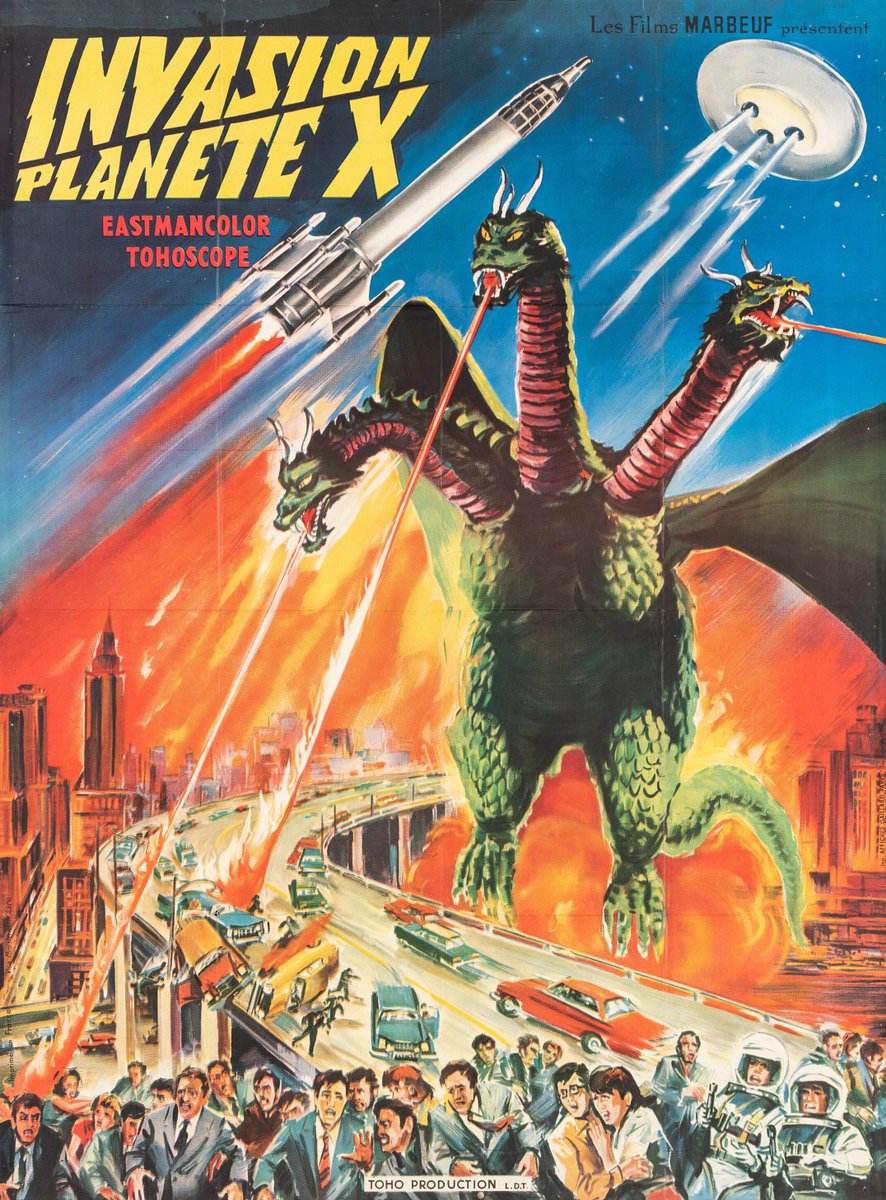 HumanoidHistory's tweet image. French poster for "Invasion of Astro-Monster" (怪獣大戦争), 1965.