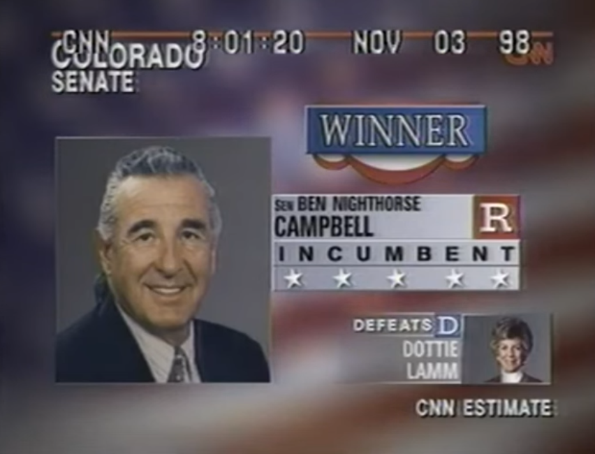 ElectionVintage's tweet image. 1998 was the only time Republicans won the Class III Senate Seat in Colorado since 1968. (Campbell had won that seat as a Democrat in 1992).