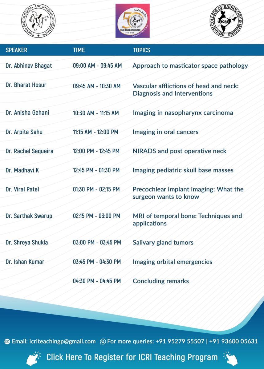 Refresher Imaging course on Head &amp; Neck Imaging by ICRI. 
Started!