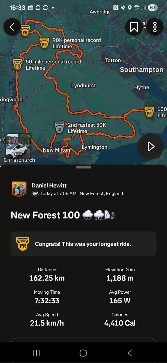 beanohcc's tweet image. New Forest 100 cancelled due to weather but cracked on anyway. World of hurt and last 40 miles were horrendous. Got the bug.